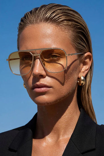 Valley Eyewear - Capita - Brushed Gold Titanium / Orange Gradient Lens