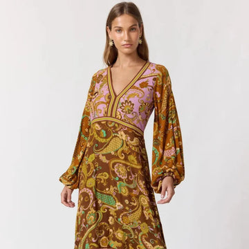 Nine Lives Bazaar Maple Maxi Dress - Mulberry
