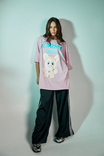 SABBI - The Very Oversized Karma Queen Tee - Pink Acid Wash