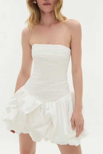 AJE - Violette Bubble Hem Mini Dress - White