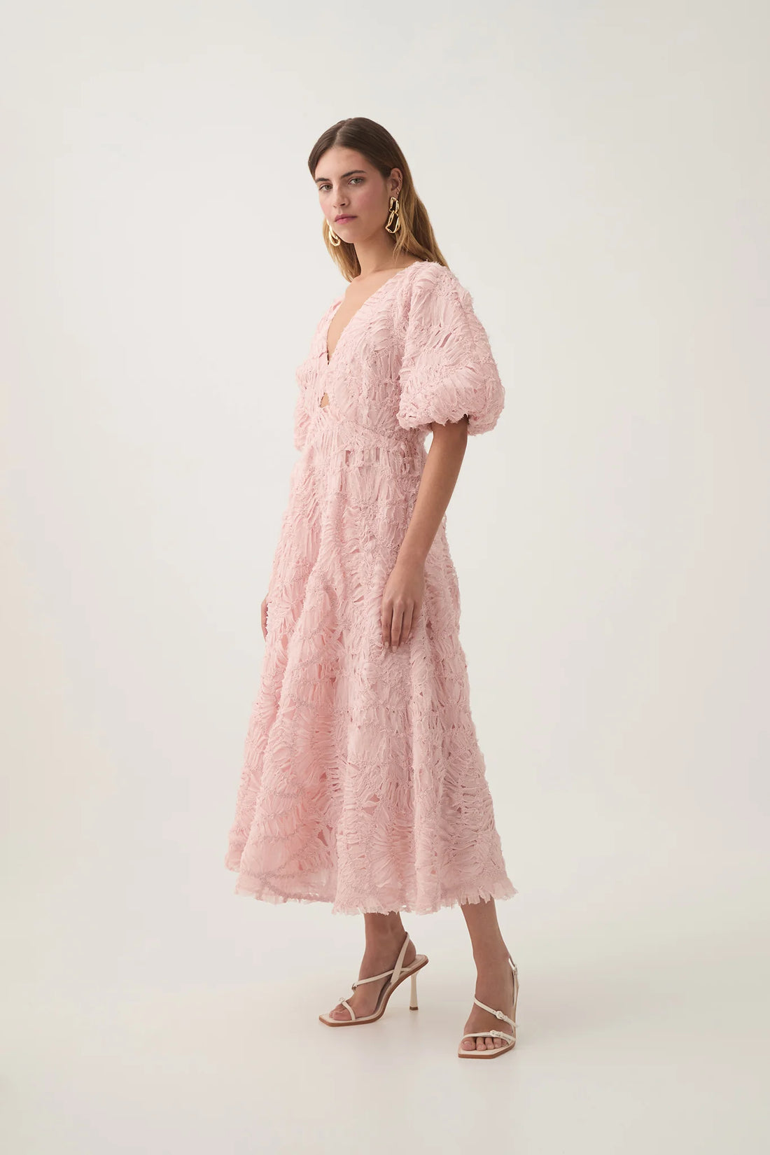 AJE - Textured Knit Midi Dress - Pink