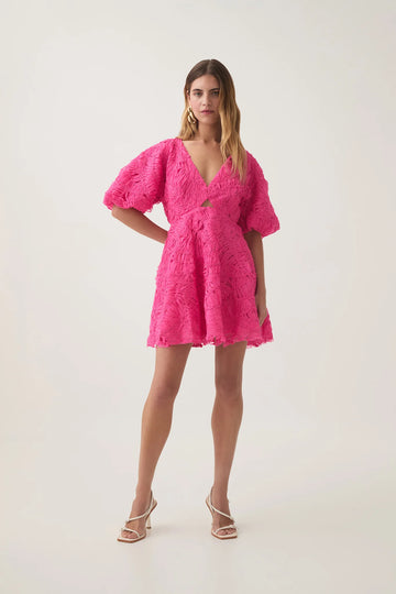 AJE - Textured Knit Mini Dress - Hot Pink