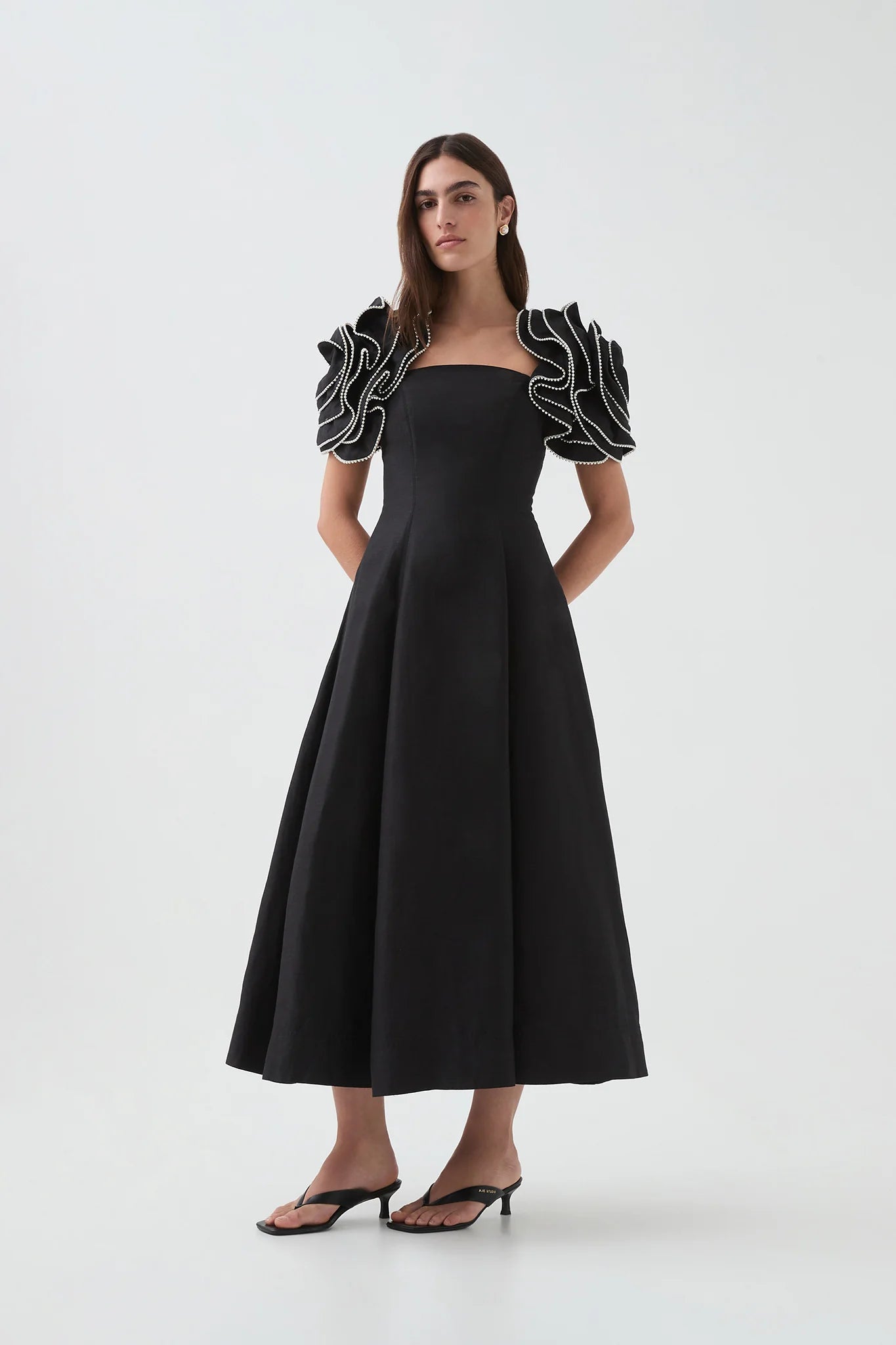 aje black dress with pearls Juniper Gown-BLACK / 4