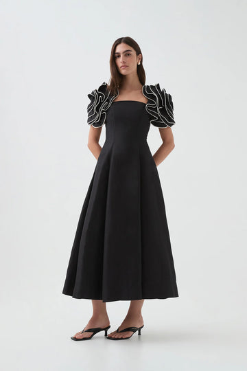 AJE - Twyla Pearl Sleeve Midi - Black
