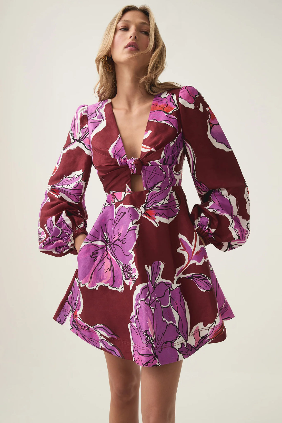 AJE - Inflorescence Mini Dress - Bold Hibiscus