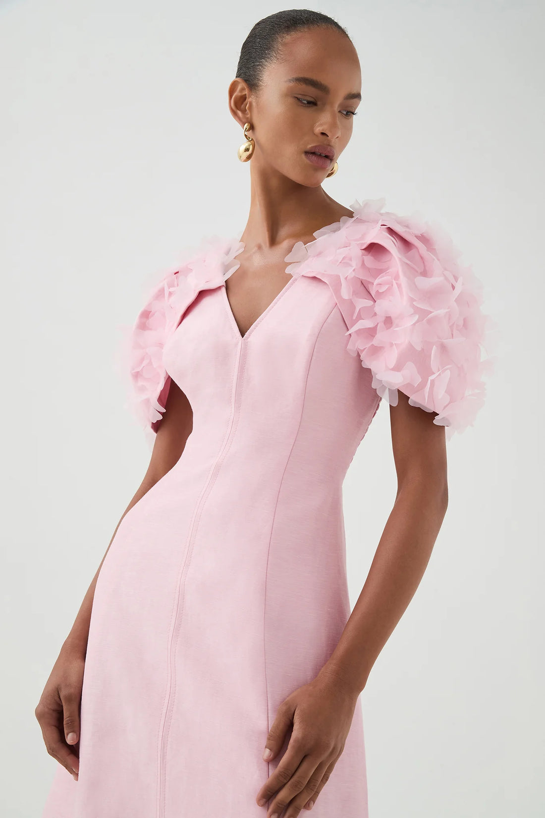 AJE - Sculpture Midi Dress - Pink