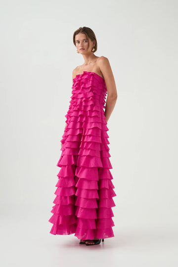 AJE - Fleur Pleated Gown - Magenta