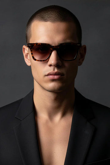 Valley Eyewear - Prisoner II - Dark Amber Tort w. Gold Metal / Dark Orange Gradient Lens
