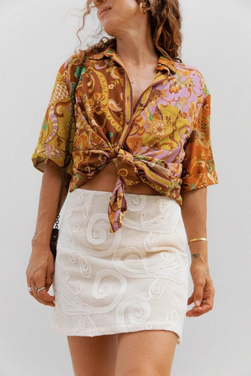 Nine Lives Bazaar Capri Mini Skirt - Ivory
