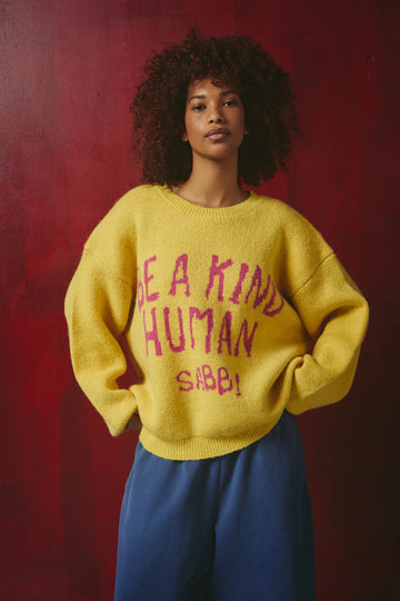 SABBI - Be A Kind Human Knit Jumper - Yellow