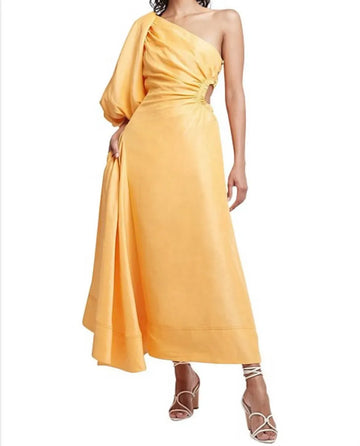 AJE - Concept One Shoulder Midi Dress - Mango Sorbet