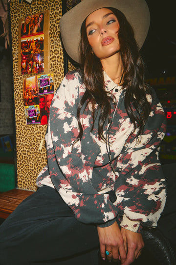 SABBI - The Cow Print Collared Sweater