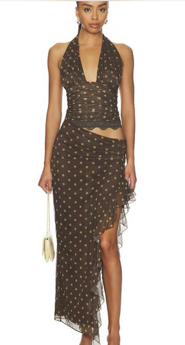 Benni - Penelope Maxi Dress - Espresso Polka Dot