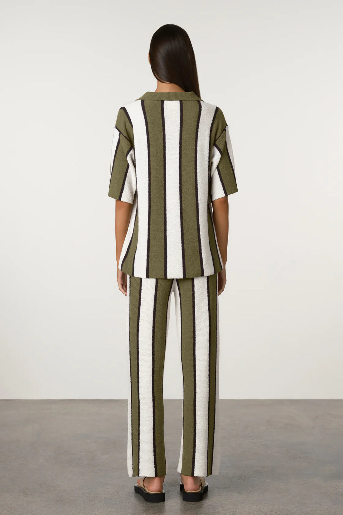 Zulu and Zephyr Olive Stripe Knit Top