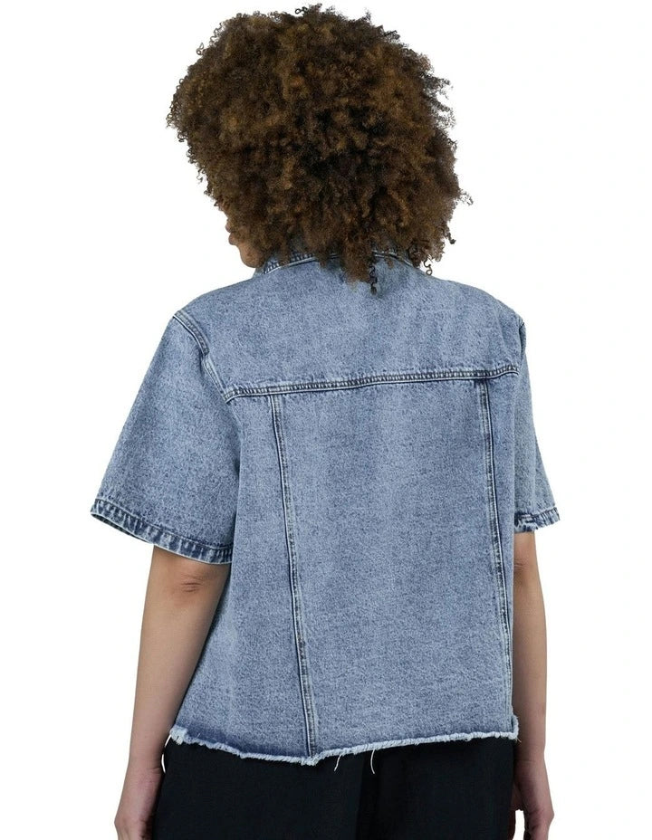 INDIGO TONIC CROP DENIM SHACKET