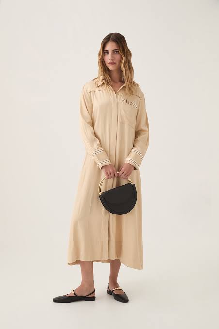 AJE ECRU BEIGE LOGO MIDI