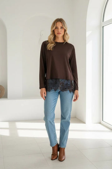 By Frankie - Brodie Lace Shirt - Chocolate