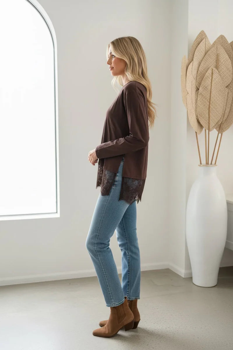 By Frankie - Brodie Lace Shirt - Chocolate