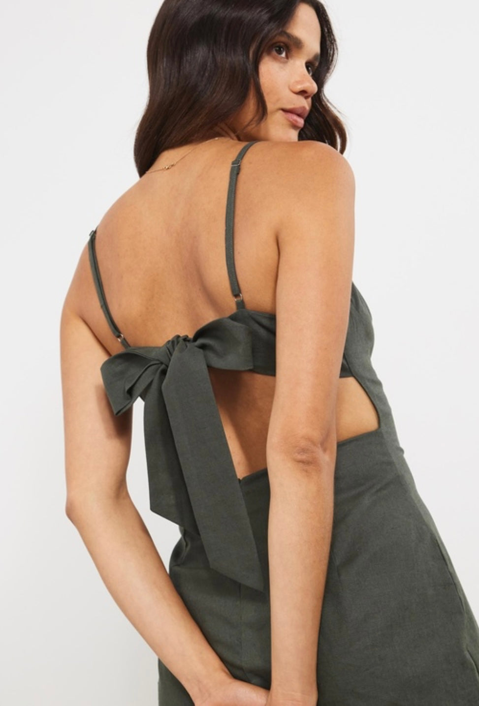 ATMOS & HERE Cut Out Linen Dress
