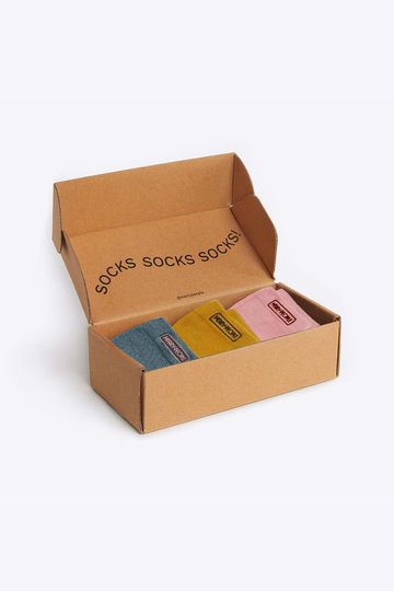Merry People - Quarter Socks - Mustard / Slate / Dusty Pink