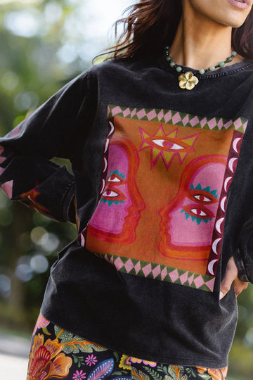 Nine Lives Bazaar - Luna Rosa Long Sleeve Tee - Onyx
