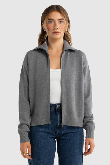 ORTC - Astrid Knit Jacket - Charcoal Marle