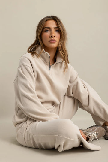 ORTC - Ava Ribbed Quarter Zip - Bone