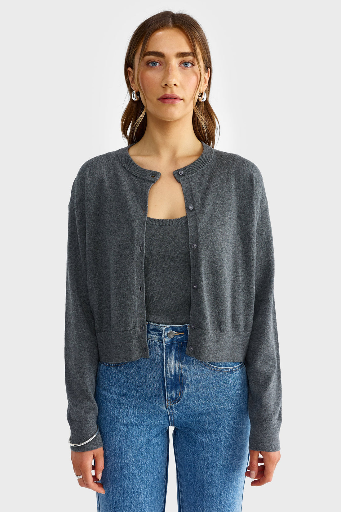 ORTC - Kingston Knit Cardigan - Charcoal Marle
