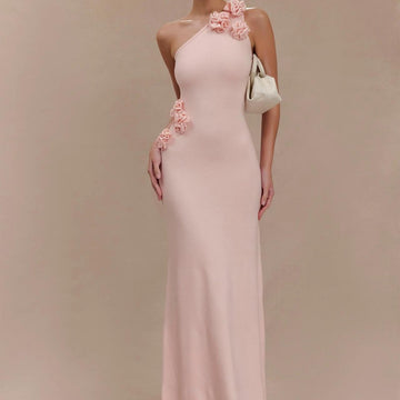 Meshki - Paloma One Shoulder Knit Maxi - Baby Pink