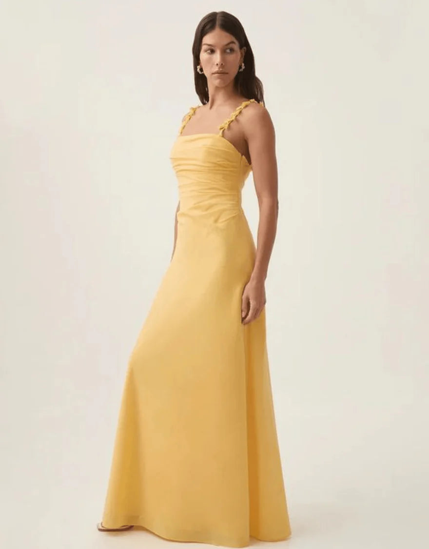 AJE - Soulful Pom Pom Midi Dress - Yellow