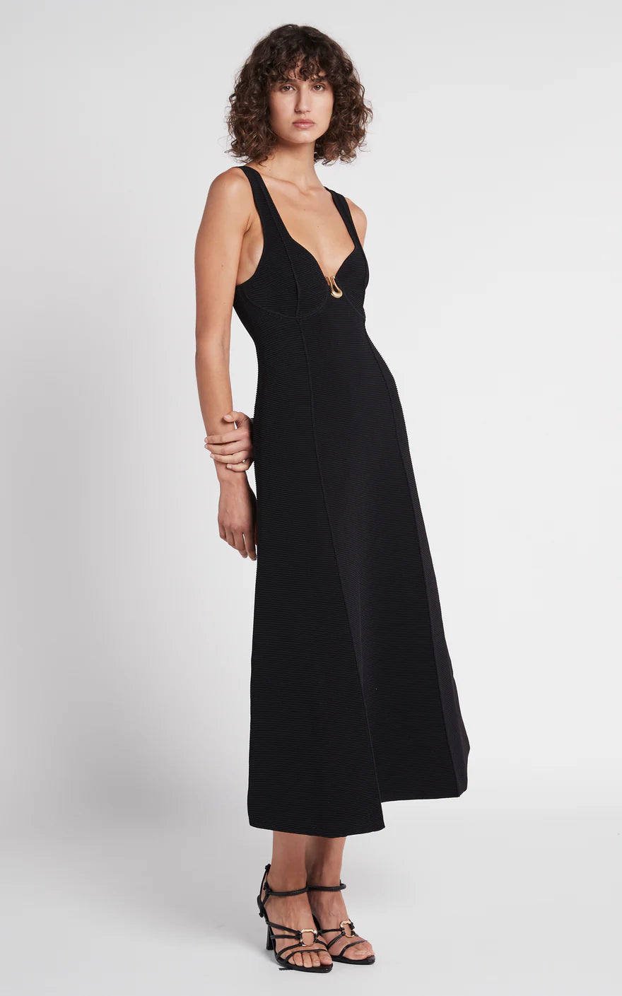 AJE - Sylvette Knit Midi Dress - Black