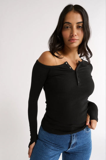 Primi - Cobie Off Shoulder Long Sleeve - Black