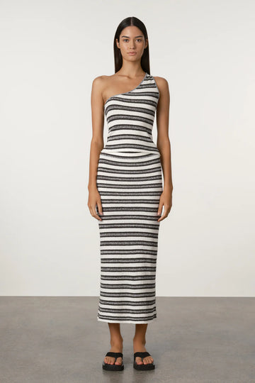 Zulu and Zephyr - Marle Knit Stripe One Shoulder Top