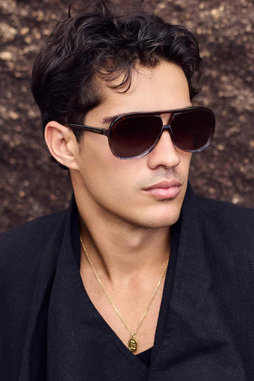 Valley Eyewear - Bang Bang - Transparent Chocolate Fade To Crystal w. Gold Metal / Brown Lens