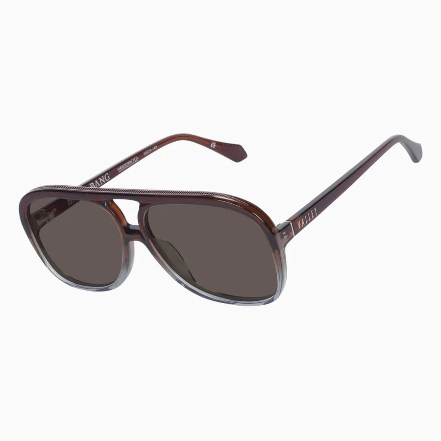 Valley Eyewear - Bang Bang - Transparent Chocolate Fade To Crystal w. Gold Metal / Brown Lens