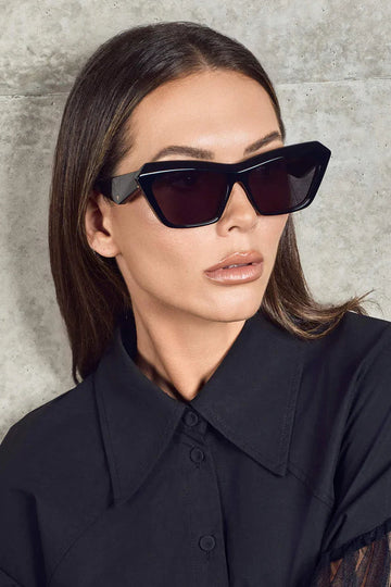 Valley Eyewear - Piaf - Gloss Black w. Silver Metal / Black Lens