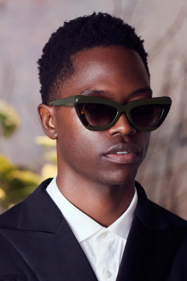 Valley Eyewear - Lafayette - Army Green Clear Tort Splice w. Gold Metal / Brown Gradient Lens