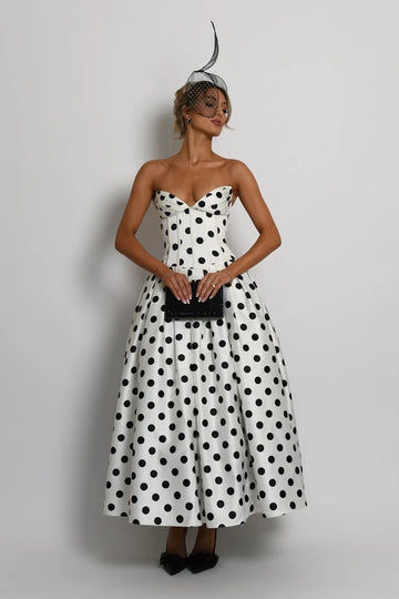 Atoir - Pepper Midi Dress - White & Black Spot