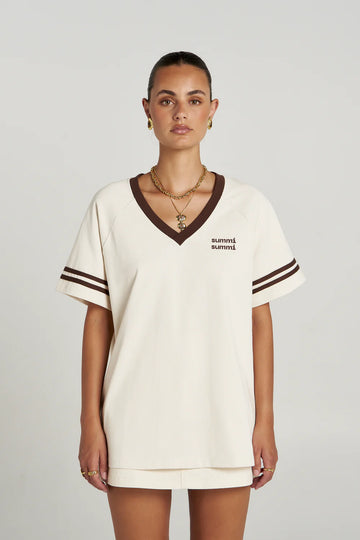 Summi Summi - Reverie V Neck Tee - Vanilla/Espresso