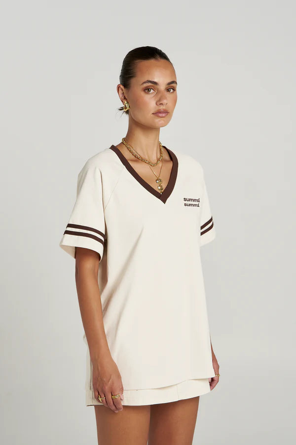 Summi Summi - Reverie V Neck Tee - Vanilla/Espresso